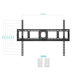 ONKRON UF4 чёрный {55"-100" Максимальная нагрузка: 75 кг VESA: 75x75, 100x100, 100x200, 200x100, 200x200, 200x300, 200x400, 300x100, 300x200, 300x300, 300x400,  400x200}
