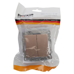 Выключатель 2-клавишный (механизм), STEKKER GLS10-7104-02, 250V, 10А, серия Катрин, шампань 39592