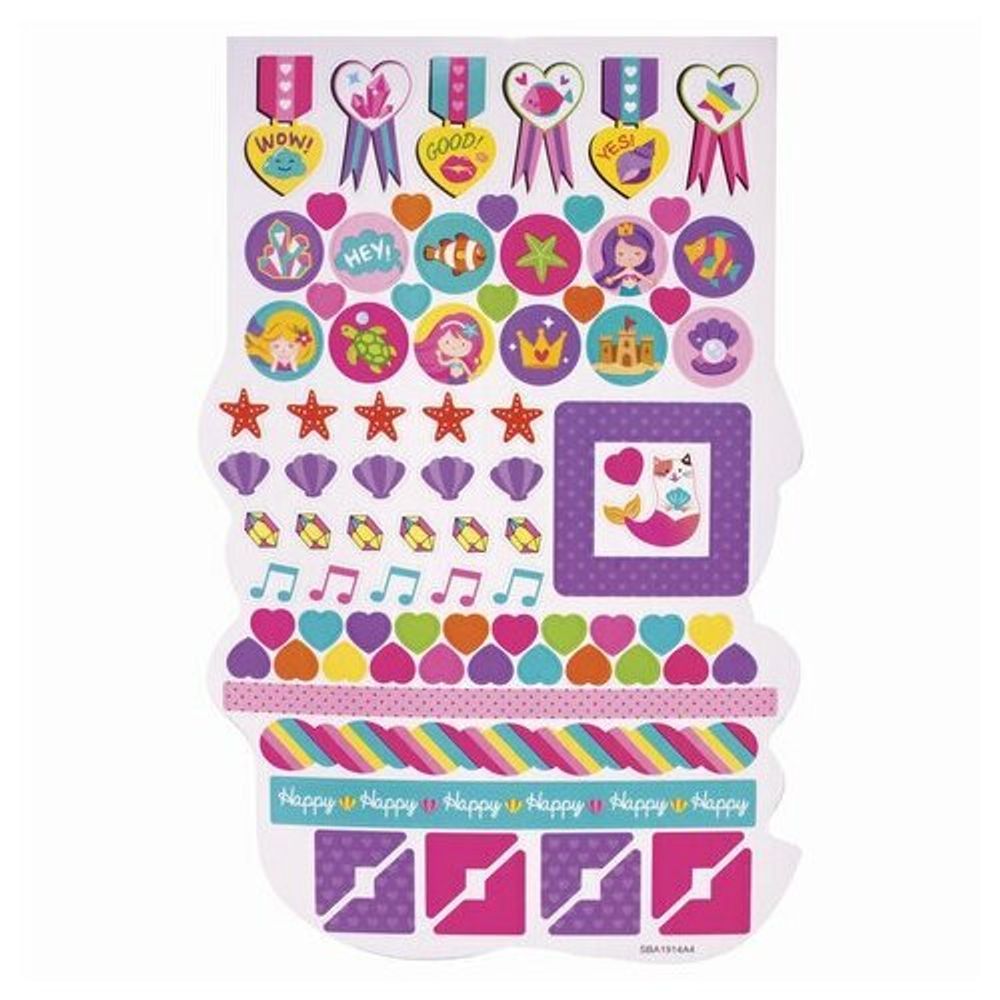 Альбом со сверкающими наклейками "Русалки", 4 листа, более 250 шт., склейка, ЮНЛАНДИЯ, 662697