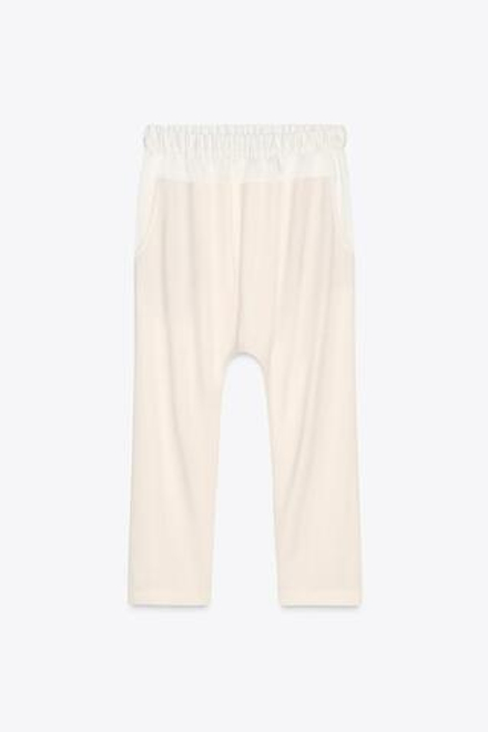 ZARA БРЮКИ LOW RISE — ZW COLLECTION, ЖЕЛТОВАТО-БЕЛЫЙ