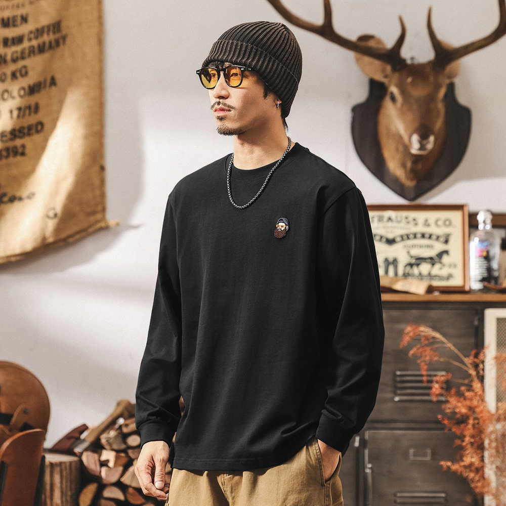 Мужская футболка с длинным рукавом,весенне-осенняя из чистого хлопка оптом и в розницу