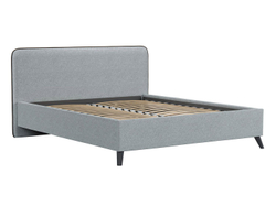 Миа кровать 160 Bravo grey (серый) / кант Лайт 10 Велюр (коричневый)