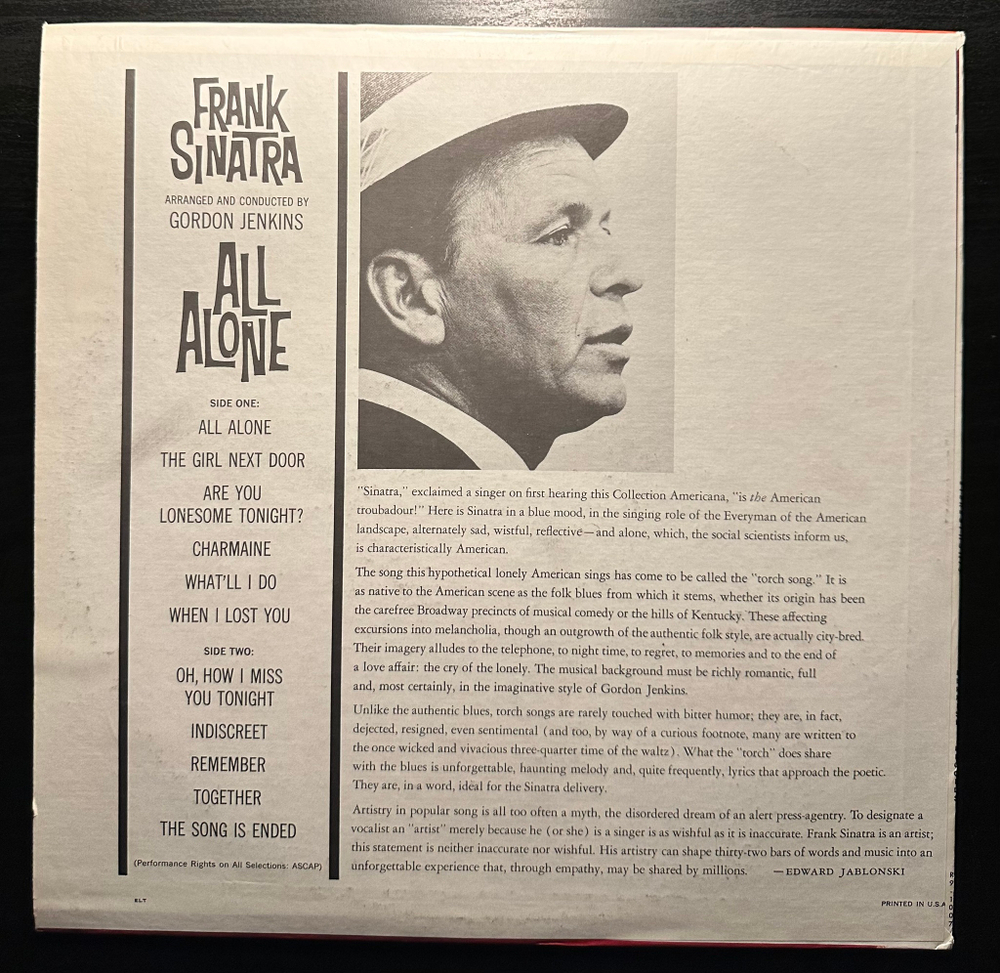 Frank Sinatra - All Alone (США 1970.)