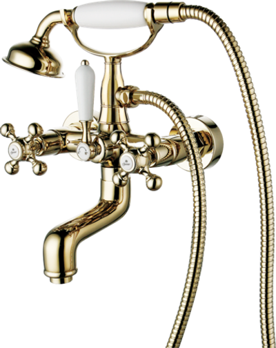 09032-Е Смесител 2-ух руч. для ванны ЗОЛОТО GANZER  (6/1шт)