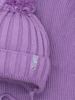 Шапка для девочек осенняя и снуд, фиолетовая
