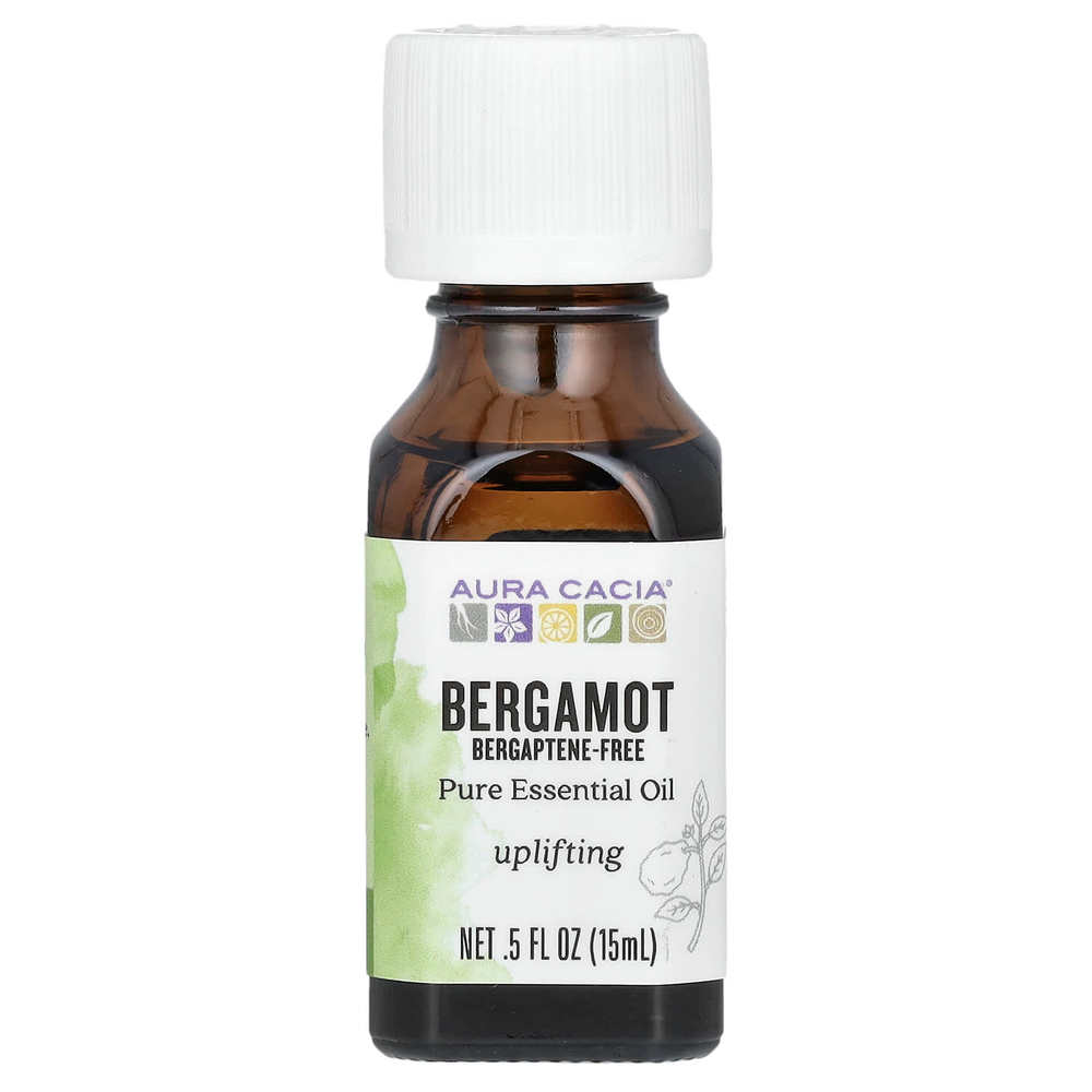 Aura Cacia, Бергамот, без бергаптена, поднимает настроение, 0,5 жидких унций (15 мл)