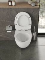 Унитаз подвесной Orange CI07-100W+APB200 безободковый, с крышкой микролифт, с инсталляцией, белый/кнопка хром