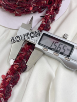 Тесьма плетеная с монилью и пайетками бордовая