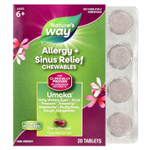 Nature's Way, Umcka®, жевательные таблетки для снятия аллергии и синусита, для детей от 6 лет, вишня, 20 таблеток