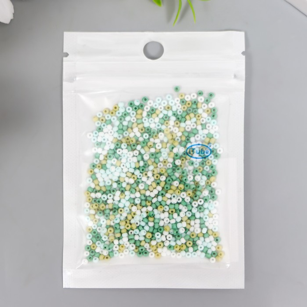 Бисер стекло 11/0 "Матовый. Меланж зелёный" 10 гр   7463361