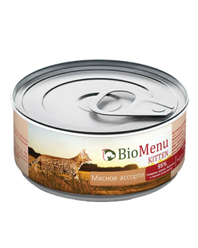 BioMenu Cat Kitten Консервы Паштет Мясное ассорти 100гр.