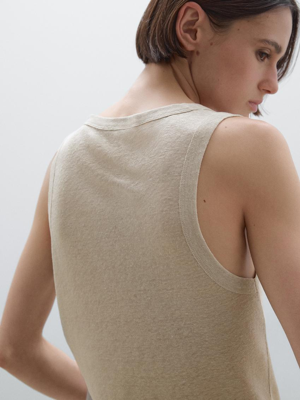 Massimo Dutti Топ из 100% льна, светло-зеленый