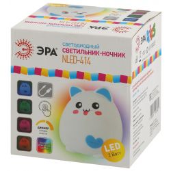 Ночник - светильник светодиодный ЭРА NLED-414-2W-BU аккумуляторный мягкий силиконовый белый с синим