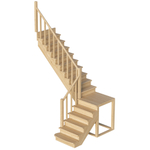 Лестница на второй этаж К-002м/3 Левая с подступенками
