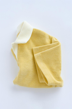 ZARA ПОЛО ИЗ МАХРОВОЙ ТКАНИ С КОНТРАСТНЫМ ВОРОТНИКОМ, ЖЕЛТЫЙ