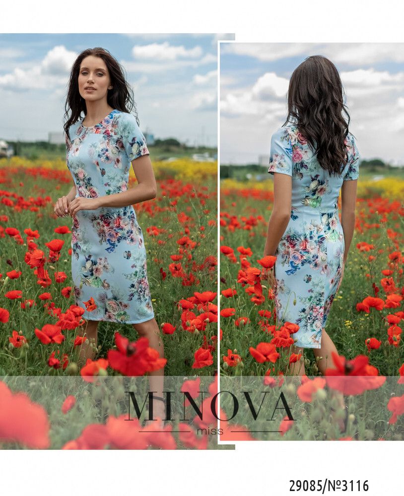 Платье 3116-голубой Minova Платье 3116-голубой Minova