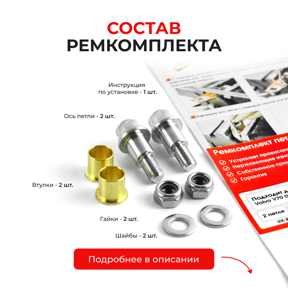 Ремкомплект (втулки) петель дверей Volvo V70 (III) (2 петли, RPD4-2) 2008–2017