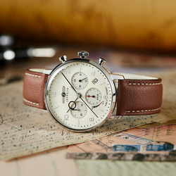 ZEPPELIN Hindenburg Collection Quartz Movement Men"s Watches Wrist Watches White Dial Stainless Steel Case