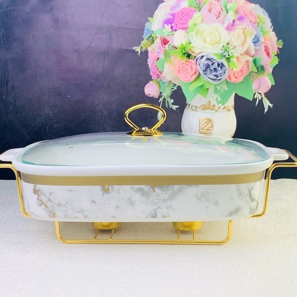 Lenardi 133-246 Мармит 38х23см с крышкой на подставке в под.уп.(х4)Фарфор