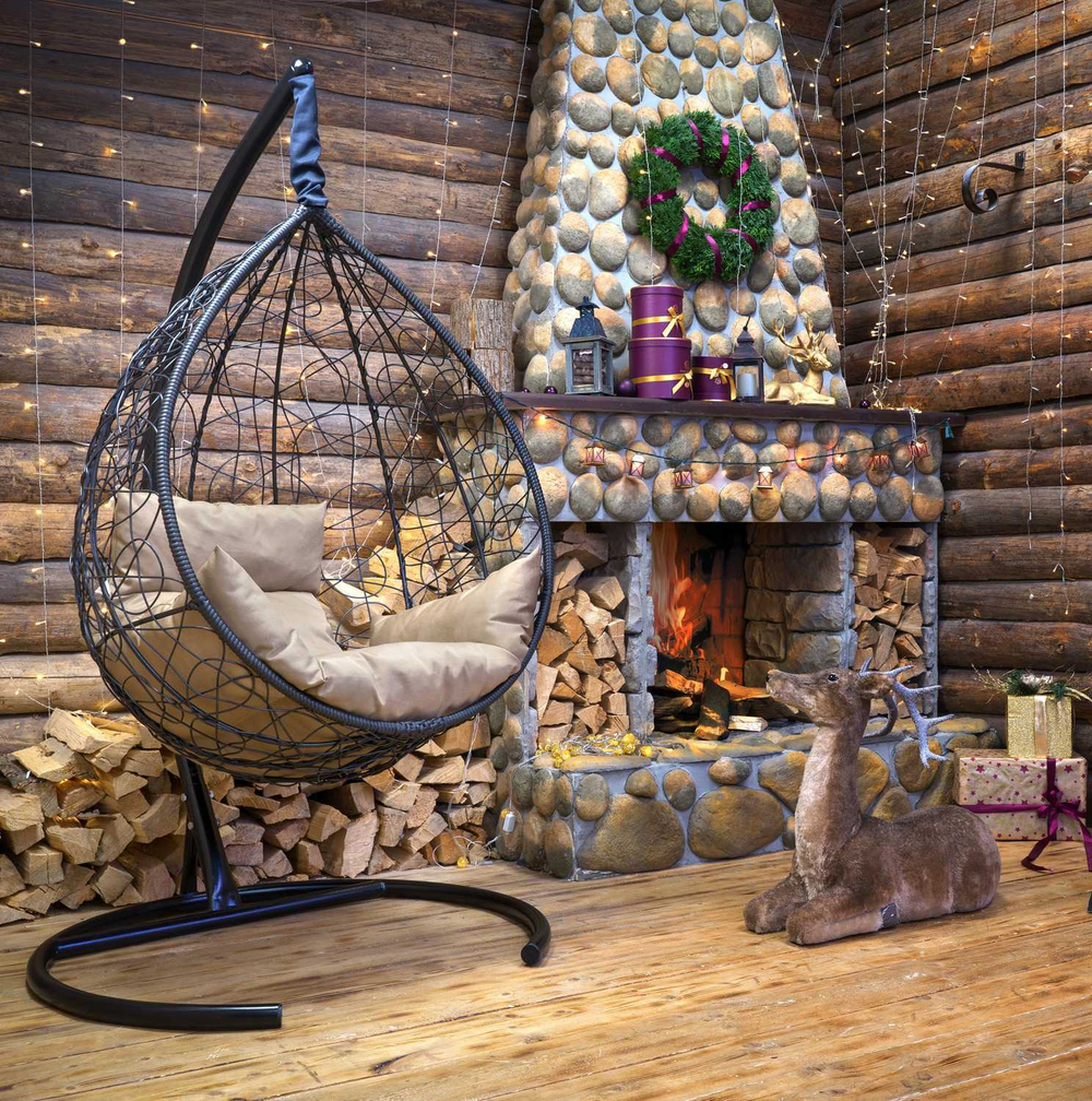 Подвесное кресло-кокон SEVILLA RELAX черное, светло-серая подушка (Laura Outdoor)