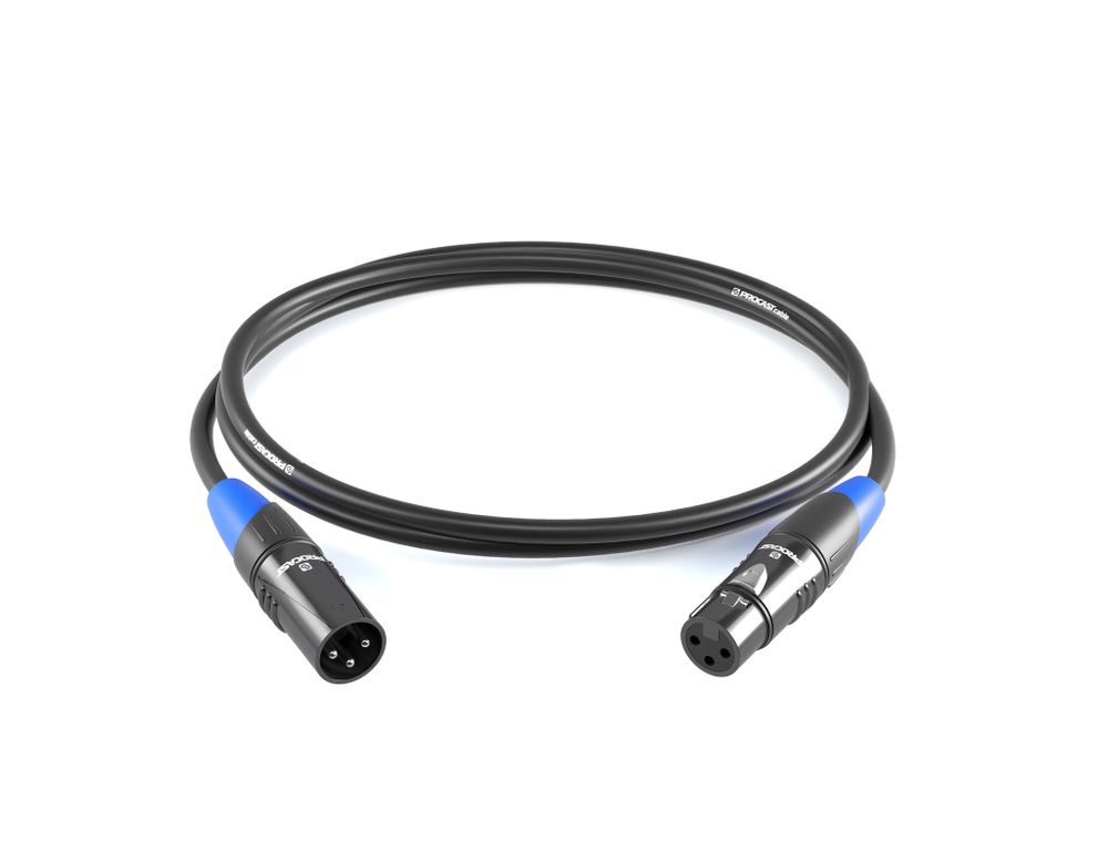 PROCAST cable XLR(m)/XLR(f).1 Межблочный балансный кабель XLR(m)/XLR(f), длина 1m, цвет черный