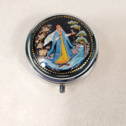 Таблетница с ручной росписью Палех "Снегурочка"