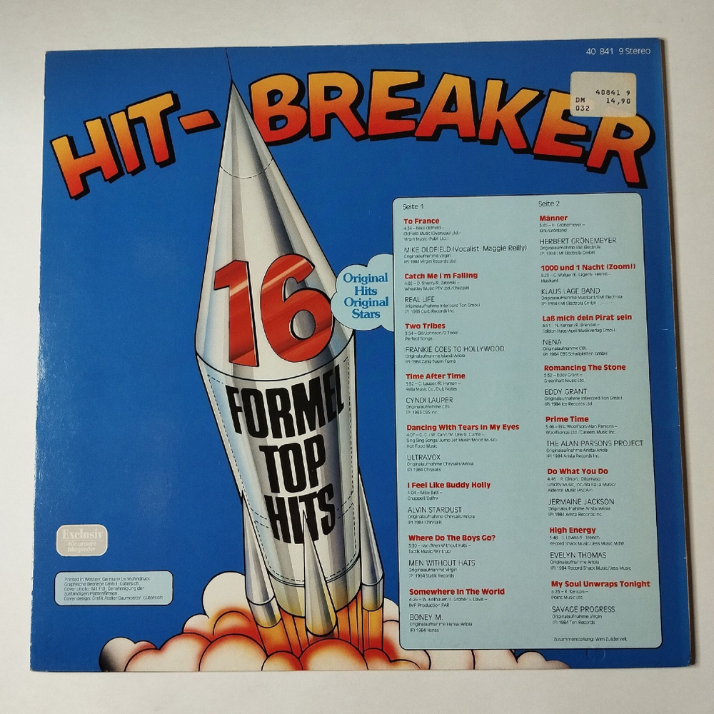Винтажная виниловая пластинка LP Сборник Hit Breaker 16 Formel Top Hits (Germany 1984)
