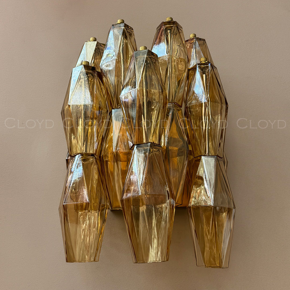 Бра Cloyd CALCUTTA W1 / выс. 37 см - латунь - янтарн.стекло (арт.20484)