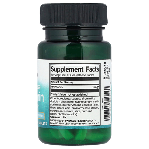 Swanson, мелатонин, двойное высвобождение, 3 мг, 60 таблеток