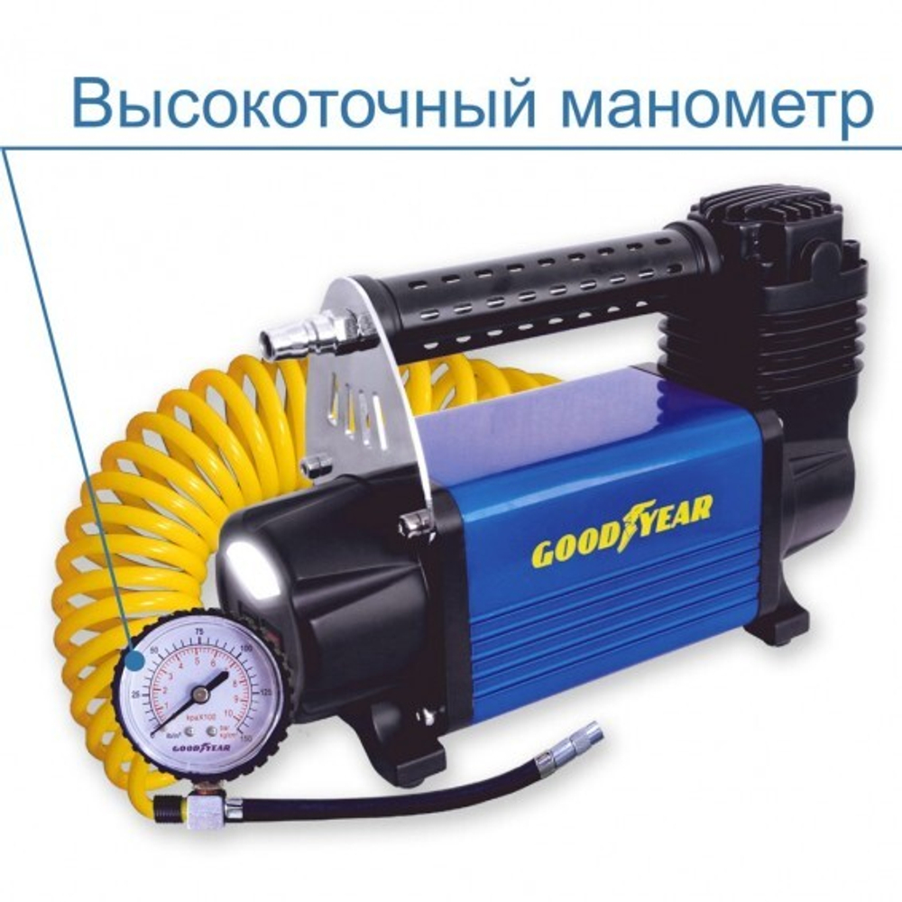Компрессор 50л/мин Goodyear LED, быстросъём, сумка, питание от АКБ