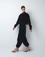 Комплект: блуза и брюки из шелкового бархата черный