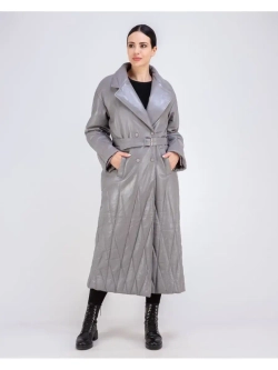 Пальто женское кожаное утепленное длинное Турция