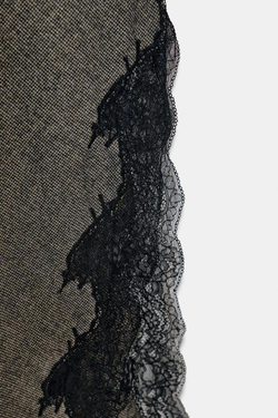 ZARA ПЛАТЬЕ ИЗ СМЕСОВОЙ ШЕРСТИ С КРУЖЕВОМ — ZW COLLECTION LIMITED EDITION, СЕРЫЙ/БЕЖЕВЫЙ