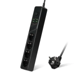 Сетевой фильтр с предохранителем с usb и type-c пилот для компьютера 4 розетки с заземлением черный 2 метра