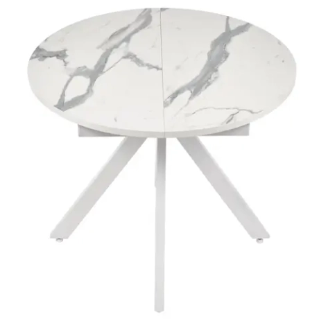 Стол Bradex Home Rudolf круглый раскладной 90-120x90x75см, белый мрамор, белый