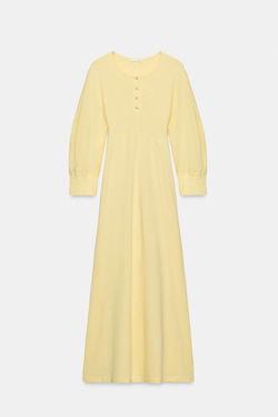 ZARA ПЛАТЬЕ МИДИ НА ПУГОВИЦАХ, ЖЕЛТЫЙ