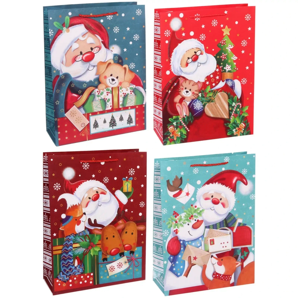 Пакет подарочный «Дедушка Мороз» 31*42*12 см, микс