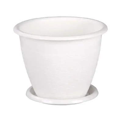 Горшок цветочный Розалия 0,8л с поддоном белый (комплект 30 шт)