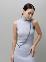 Колье "Long Dark Grey Heart" Silver