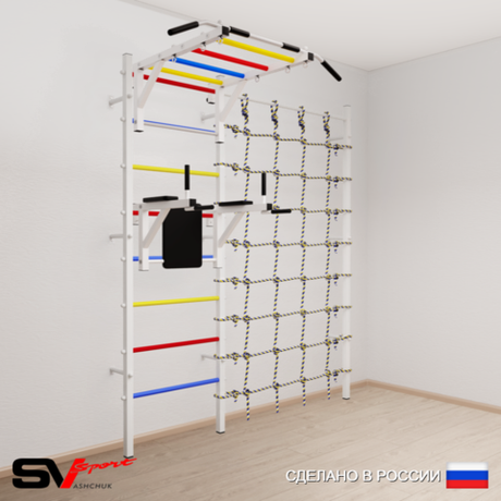 Шведская стенка Sv Sport усиленная 6220 (Турник рукоход/Брусья/Канатный лаз)