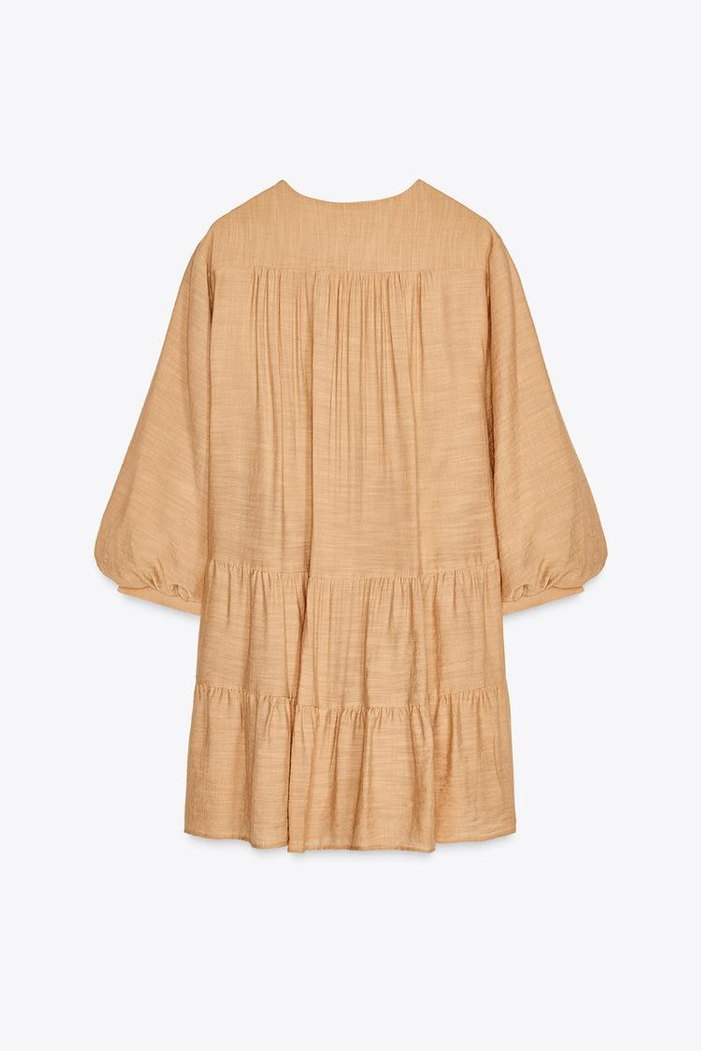 ZARA МИНИ-ПЛАТЬЕ С ВЫШИВКОЙ, ПЕРСИКОВЫЙ