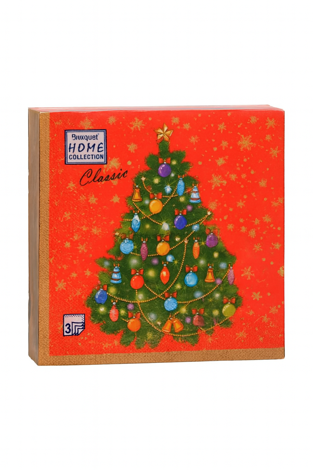 НГ Салфетки 33*33 см, (Art Bouquet) 3-х сл. 20 шт "НОВОГОДНЯЯ ЕЛЬ НА КРАСНОМ"