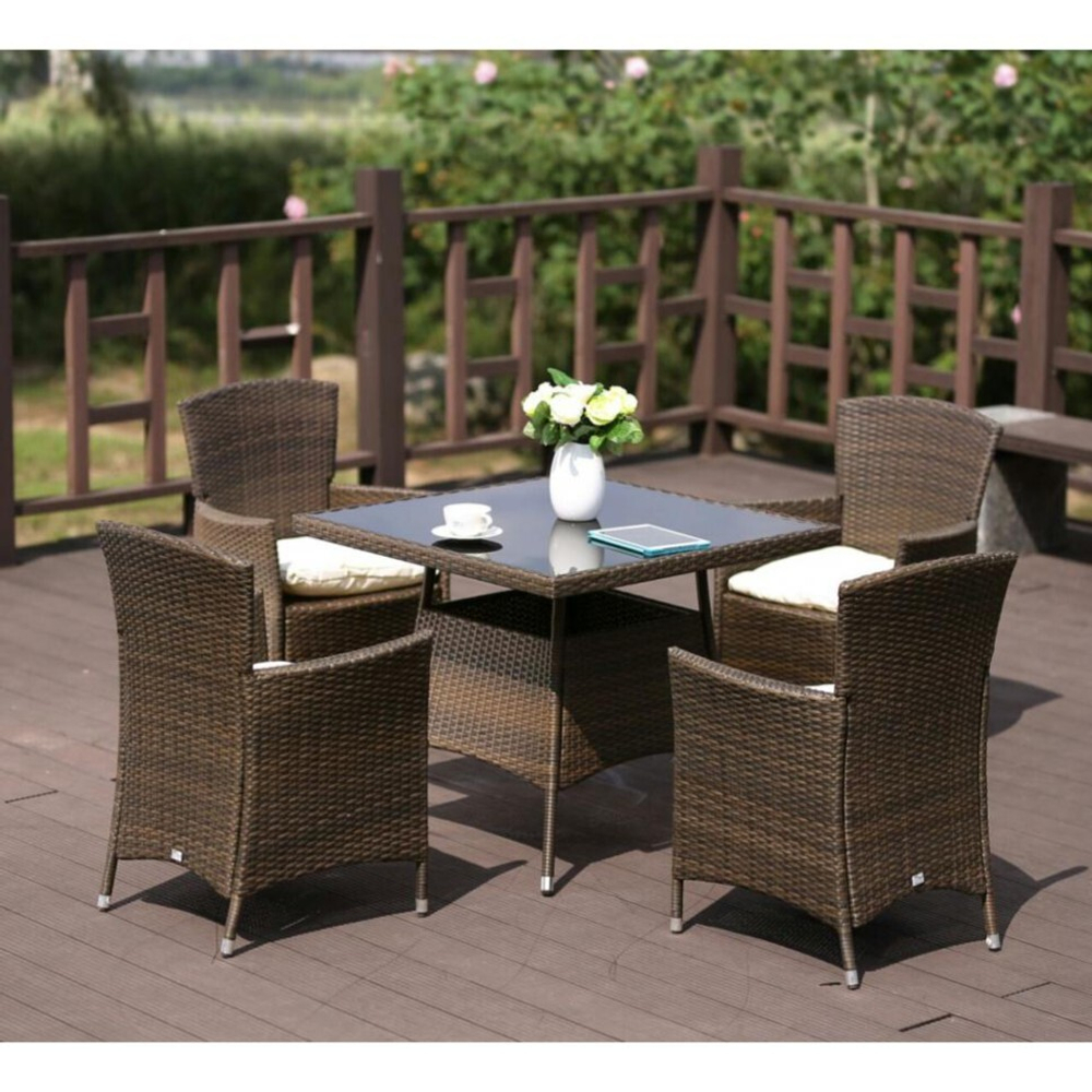 Обеденный комплект плетеной мебели из искусственного ротанга AFM-410SL90x90 4Pcs