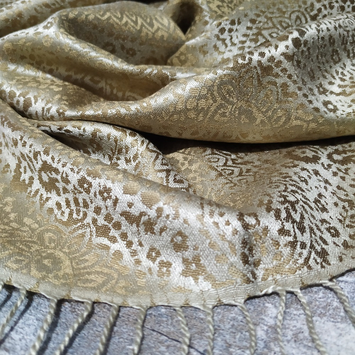 Палантин с бахромой шелк, цвет коричневый 74 х 195 см 2000000159980