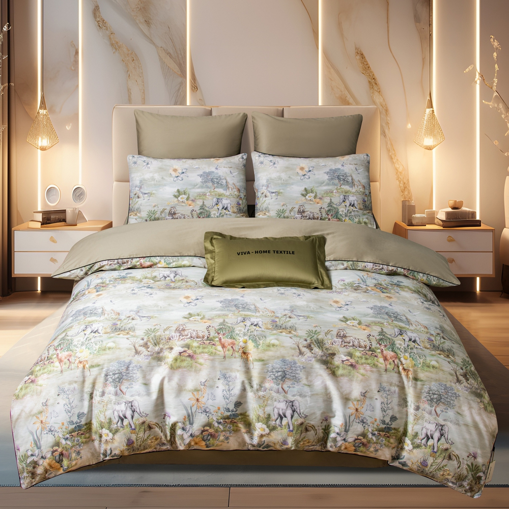 КПБ Сатин Премиум на резинке CPAR055, Евро, 4 наволочки, простынь 160*200*30