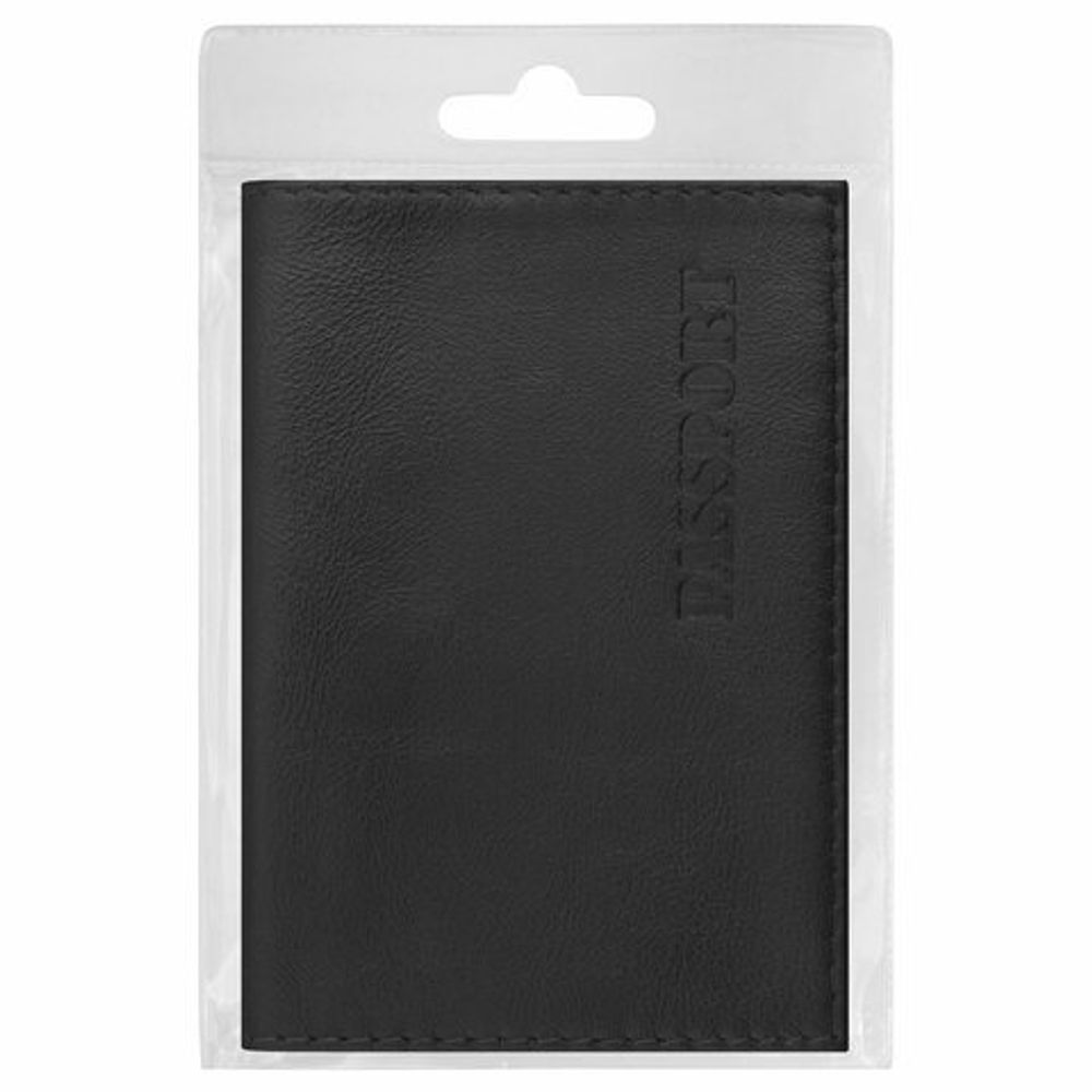 Обложка для паспорта натуральная кожа галант, "PASSPORT", черная, BRAUBERG, 237179