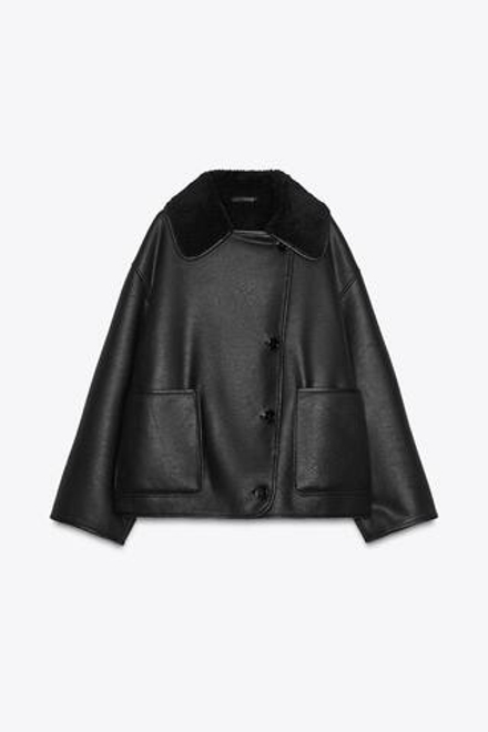 ZARA КУРТКА-ДУБЛЕНКА — ZW COLLECTION, ЧЕРНЫЙ