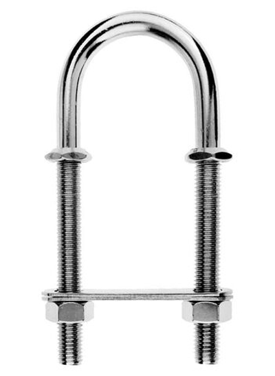 Рым-болт U-образный с 2 гайками и 2 крепежными пластинами 10x130 мм. (10014308).