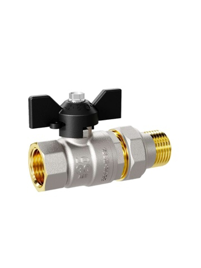 Кран шаровой латунный LD 47.32.В-ГШ.Б Ду 32 Ру 25 (бабочка с бир.)