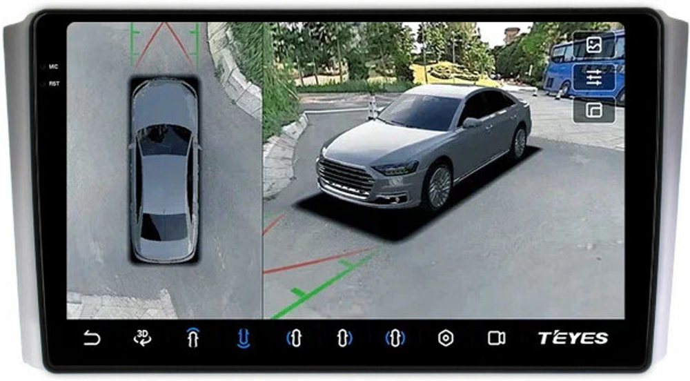 Магнитола для SsangYong Rexton 2 Y250 2007-2012 - Teyes CC3-2K-360 монитор 9.5" 2K QLED на Android 10, 6Гб+128Гб, CarPlay, 4G SIM-слот, 4 камеры в комплекте